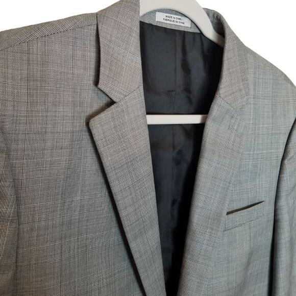 Express Blazer Mens 36R Gray Photographer Wool Fitted Suit Coat Jacket Career - Picture 5 of 9